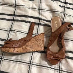 Brown leather wedges